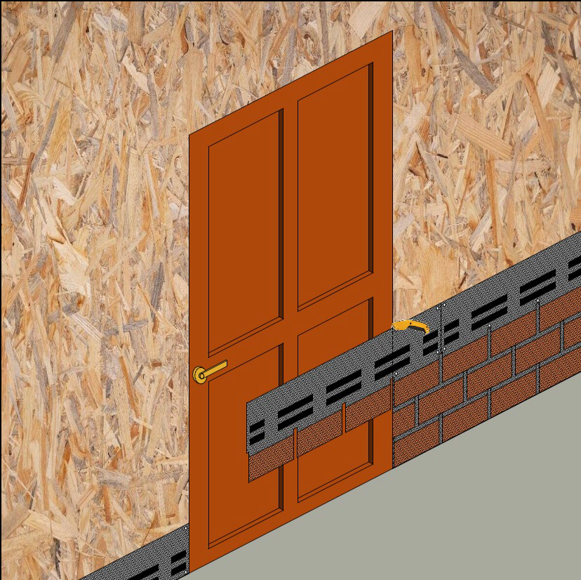 Монтаж фасадной плитки вокруг дверного проёма brick