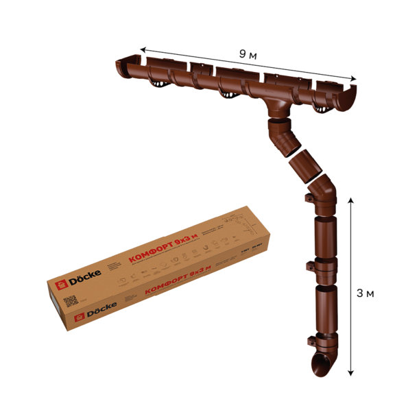 Комплект пластиковой водосточной системы Комфорт 9x3 - 1